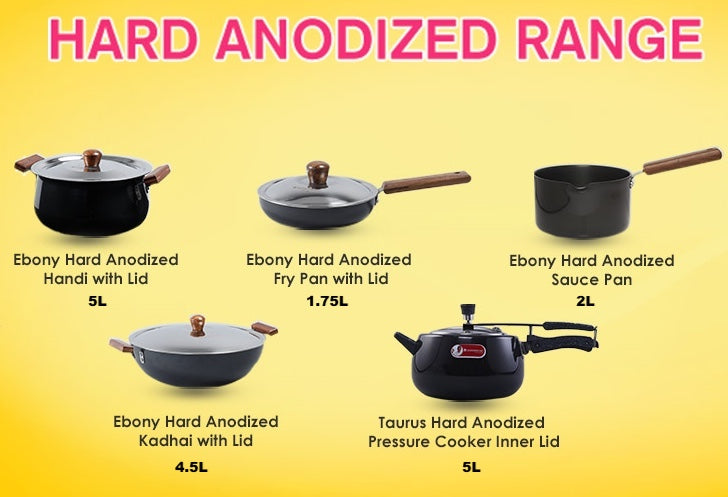 Wonderchef Hard Anodised Combo 2 with FREE  5 Pc Waterstone Black Silicone Set