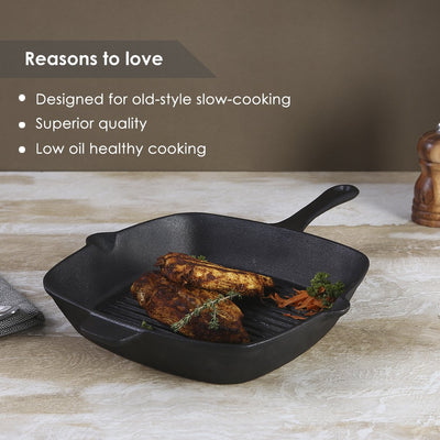 Wonderchef Forza- Pre Seasoned cast Iron Grill Pan 26 cm 2L