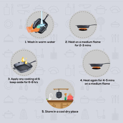 Wonderchef Forza- Pre Seasoned cast Iron Grill Pan 26 cm 2L