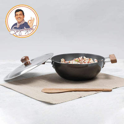 Wonderchef Ebony Hard Anodized Wok with Lid - 24cm 2.7L