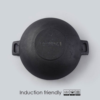 Wonderchef Forza Pre Seasoned Cast Iron Kadhai 30cm, 3.35L, 3.8mm