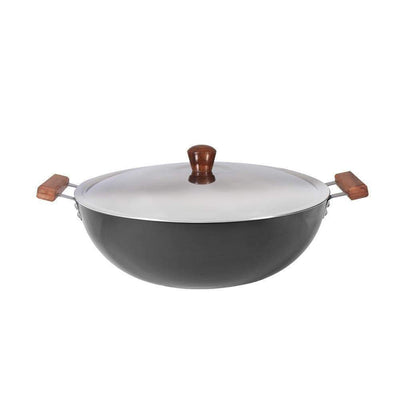 Wonderchef Ebony Deep Kadhai with Lid 34cm-Cookware