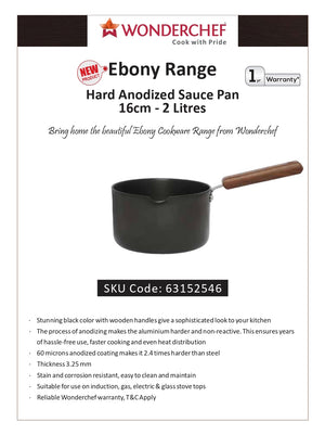 WonderChef Ebony Hard Anodized Sauce Pan 16cm