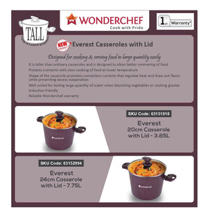 Wonderchef Everest Casserole with Lid 24cm 7.75L